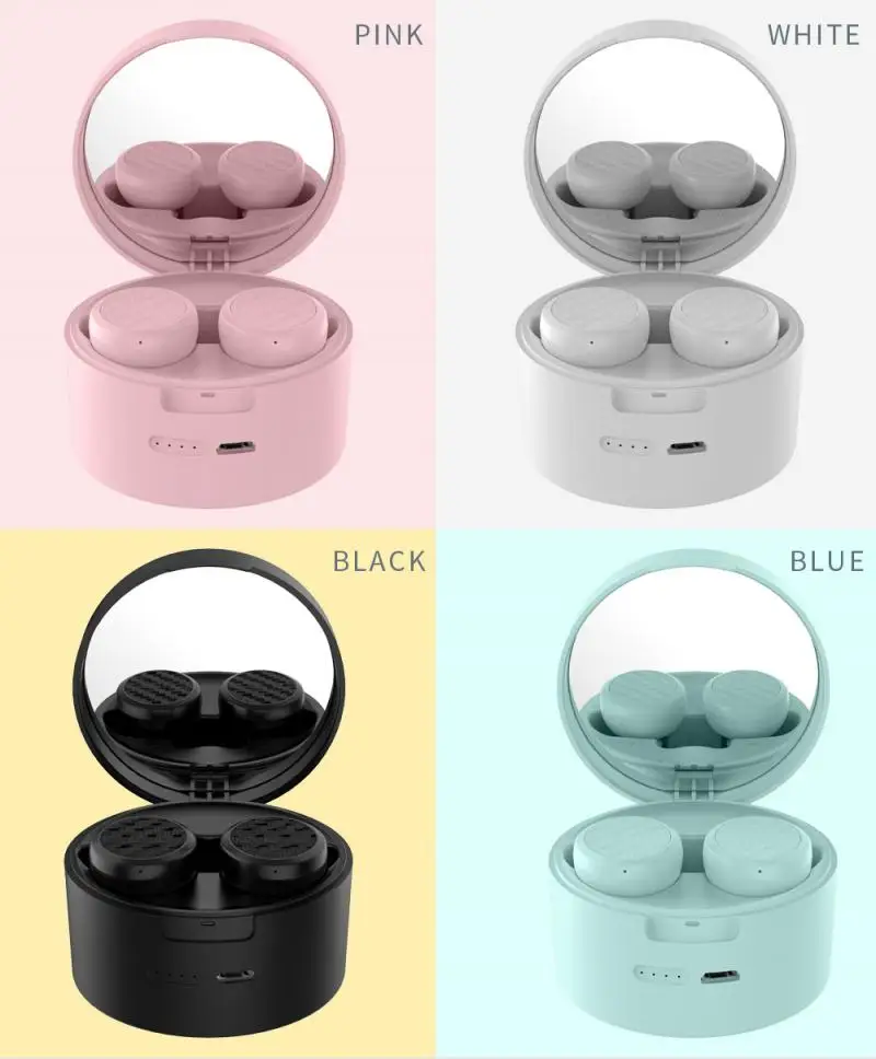 

ZW-T9 TWS Wirless Earphone Bluetooth Headset Music Headphone Mini With Built-in Mirror Make Up Headset For Huawei Xiaomi Iphone