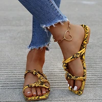 womens slippers summer new fashion snake pattern flat sandals plus size european and american leisure outdoor beach slippers