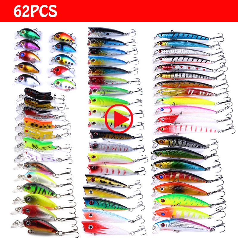 62 шт. набор рыболовных наживок ISCA искусственный гольян кренкбейт Поппер жесткая