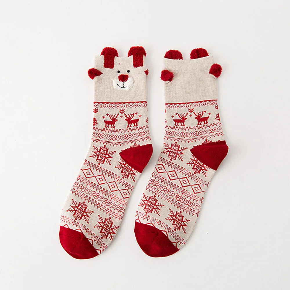 

Ladies Cotton Socks Warm Socks Stereoscopic Deer Santa Claus Christmas 2021