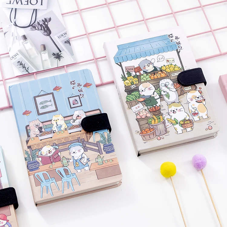 Kawaii записная книжка с магнитной пряжкой милым котом дневник пулями кавайные