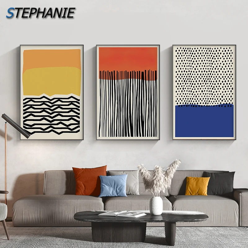 

Minimalist Geometric Line Wall Art Picture Colorful Blue Red Canvas Painting Nordic Yellow Posters and Prints Gallery Home Decor