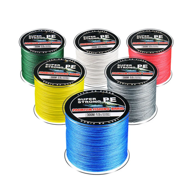 

300m Super Strong PE Fishing Line 4 Strands Braided Fishing Line 10-85 LB Multifilament 12 Colors Anti-bite line