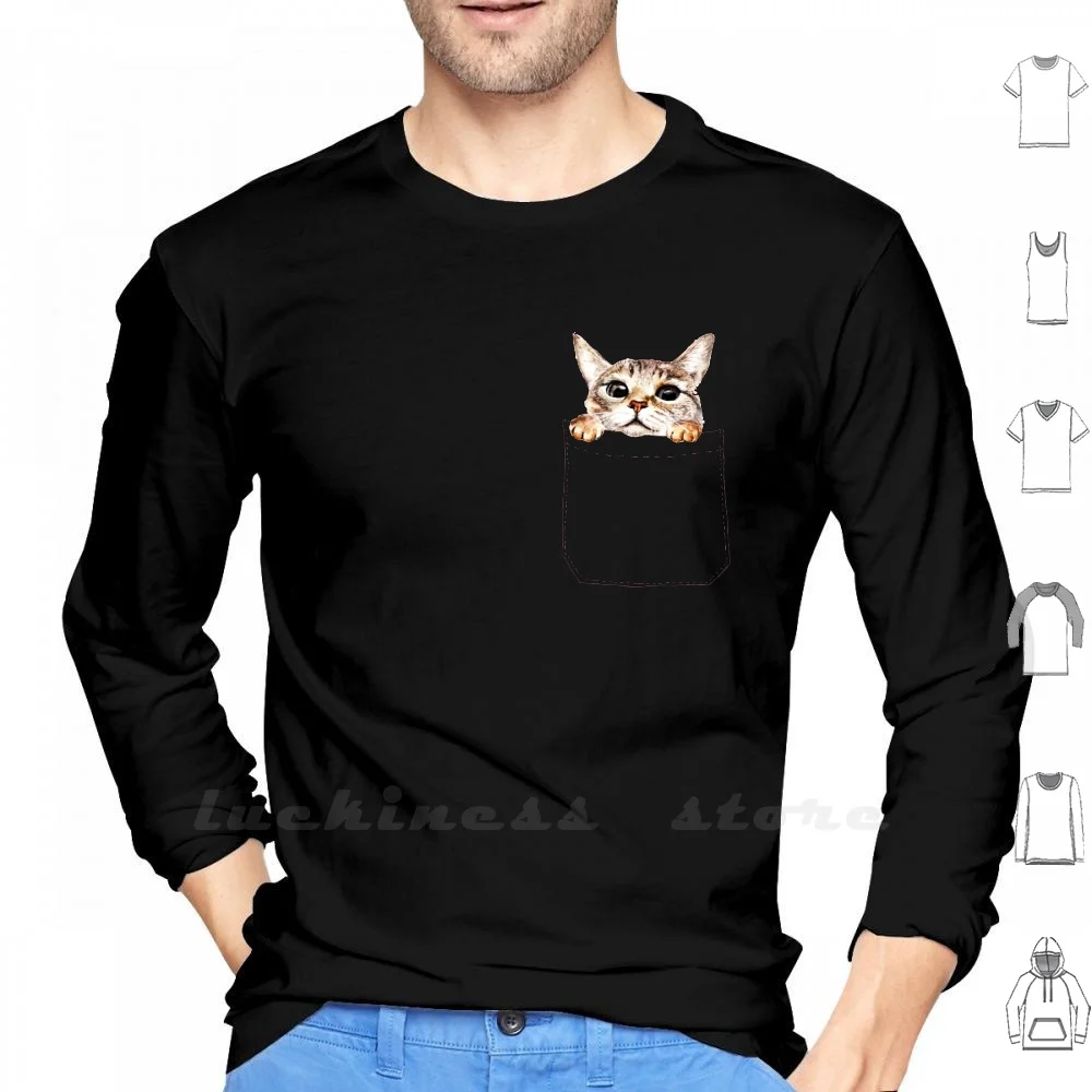 Карман с длинными рукавами принтом кошка Для мужчин подростков Бейсбол рубашка