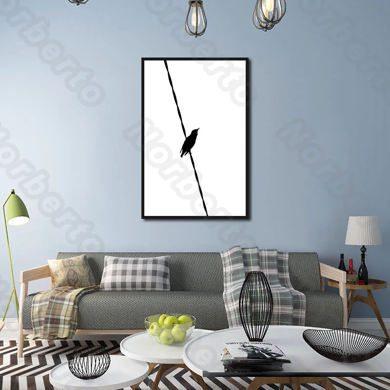 

Ink Wash Painting Canvas Painting Wall Poster Parrows Lines Building Letters for Living Room Bedroom Restaurant Decoration