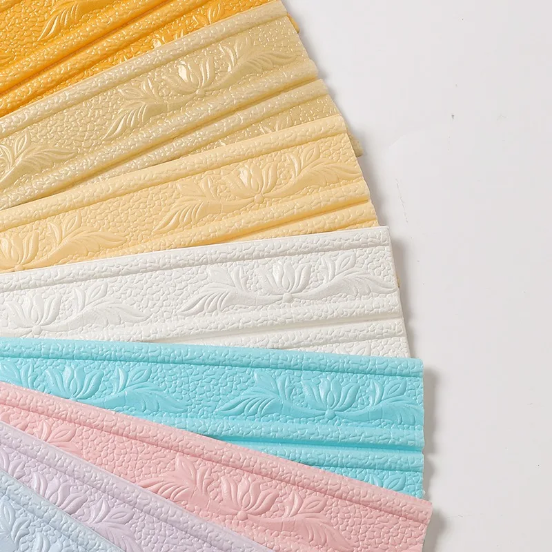 3D Foam Wall Edge Strip Stickers Self-Adhesive Waterproof Baseboard Corner Waist Line Sticker Trim Skirting Wallpaper | Дом и сад