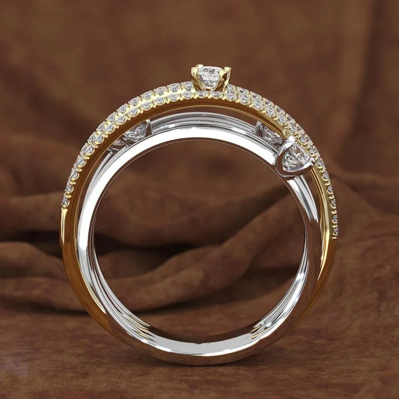 14K 3 цвета s Золотое кольцо для женщин топаз 1 карат драгоценный камень Bizuteria Anillos