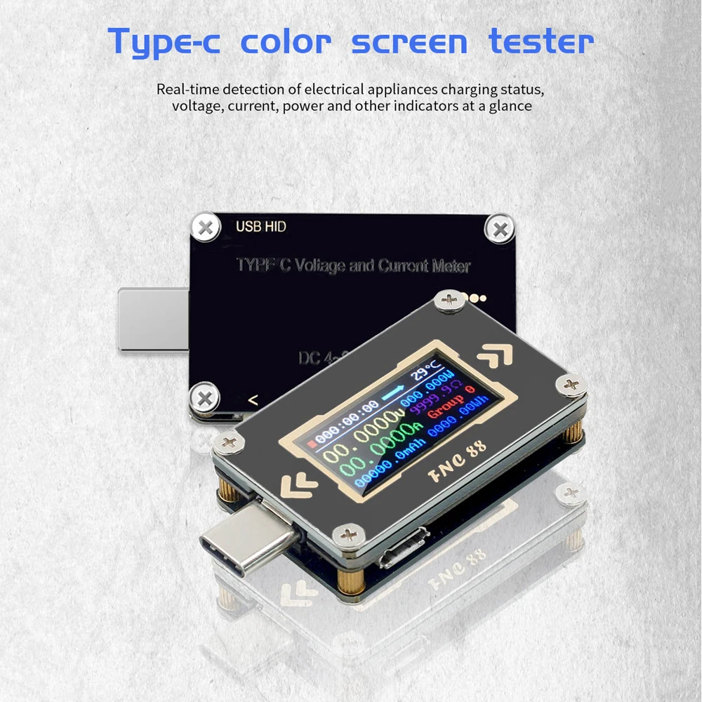 FNC88 Type C PD триггер USB Вольтметр Амперметр Напряжение 2 сторонний измеритель тока