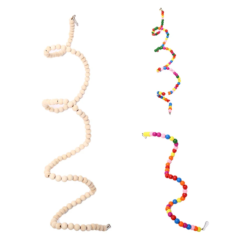 

Birds Pets Parrots Ladders Climbing Toy Hanging Colorful Balls With Natural Wood Parrot Toys