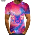 Мужская футболка с принтом KYKU, Повседневная футболка с коротким рукавом, с 3D-принтом кота и туманности, в стиле хип-хоп, лето 2019
