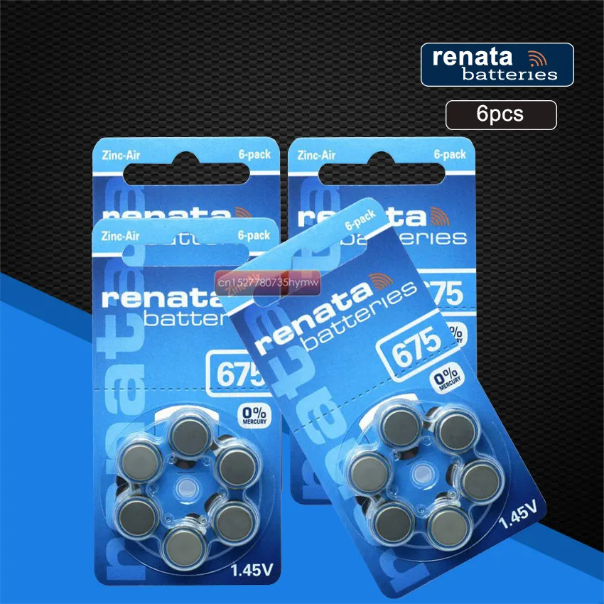 RENATA 6 шт./1 упаковка аккумуляторов XRenata ZA675 PR44 цинковый воздух 1 45 в аккумулятор для