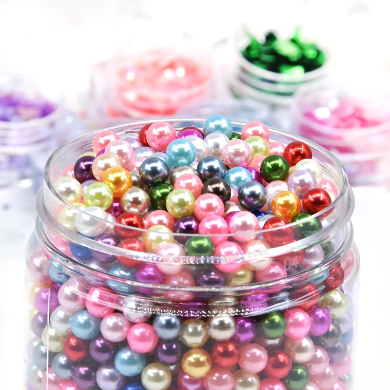 Круглые акриловые бусины для шитья жемчуга 6 мм цветные без отверстий аксессуары