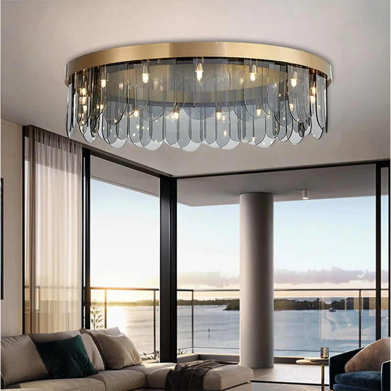 

Postmodern living room light luxury chandelier simple modern bedroom crystal lamp Nordic restaurant creative glass lamps
