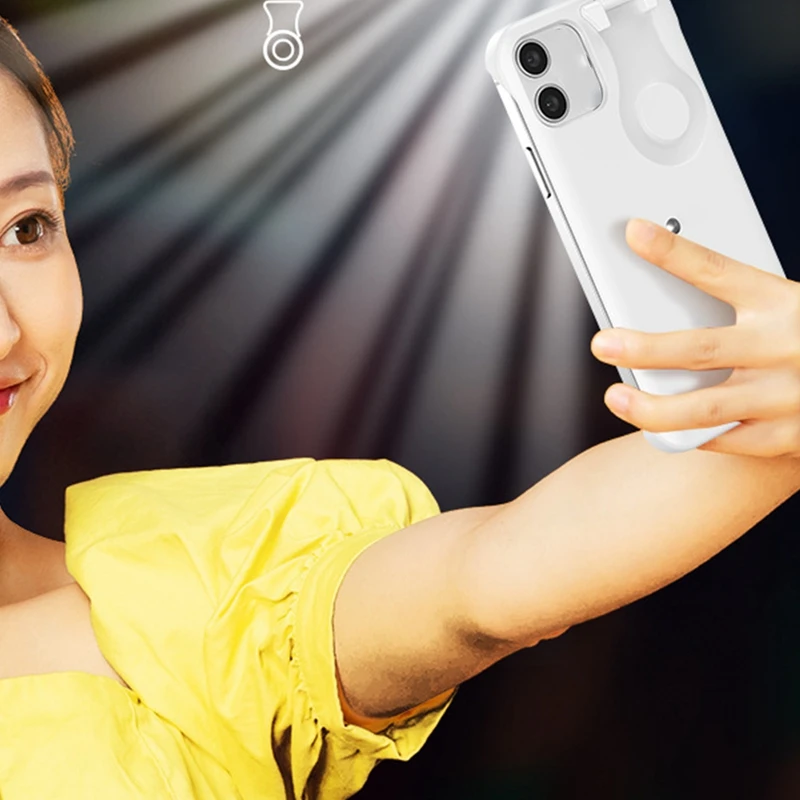 

Selfie Light Phone Case for iPhone 12 Pro Max Led Selfie Ring Fill Light Mobile Phone Back Cover for iPhone 12 Pro Max