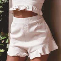 w 2021 womens bottomwear solid color slim sexy pants hot pants ruffle shorts women