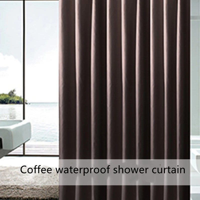 Занавеска для душа водонепроницаемая однотонная с крючками в ванную комнату