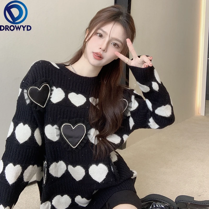 

Женский кашемировый свитер, свободный Универсальный пуловер с круглым вырезом и длинными рукавами, зима 100%