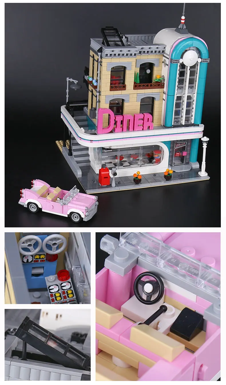 DHL 15037 серия уличных зданий 10260 MOC городской закусочной сборочный блок кирпичи Детские Рождественские подарки Детские игрушки