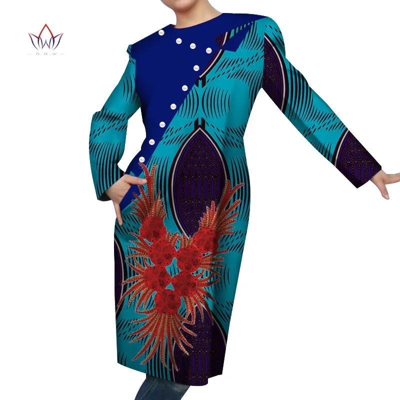 

Women Dresses Summer 2021 African full sleeve Dress Cotton african style lady clothing Casual african traditional dress WY4467