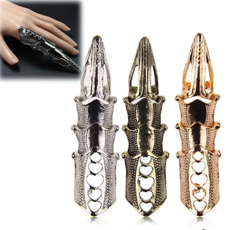 Кольцо унисекс в стиле панк рыцарь Череп двойной палец Броня на костяшки кольцо