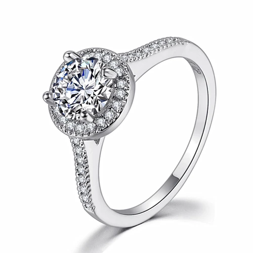 Высокое качество супер 3.5ct обручальные Серебряные Кольца цвет 10 мм сверкающий прозрачный кубический цирконий Кристалл Женское Обручальное кольцо - Цвет основного камня: WL024B