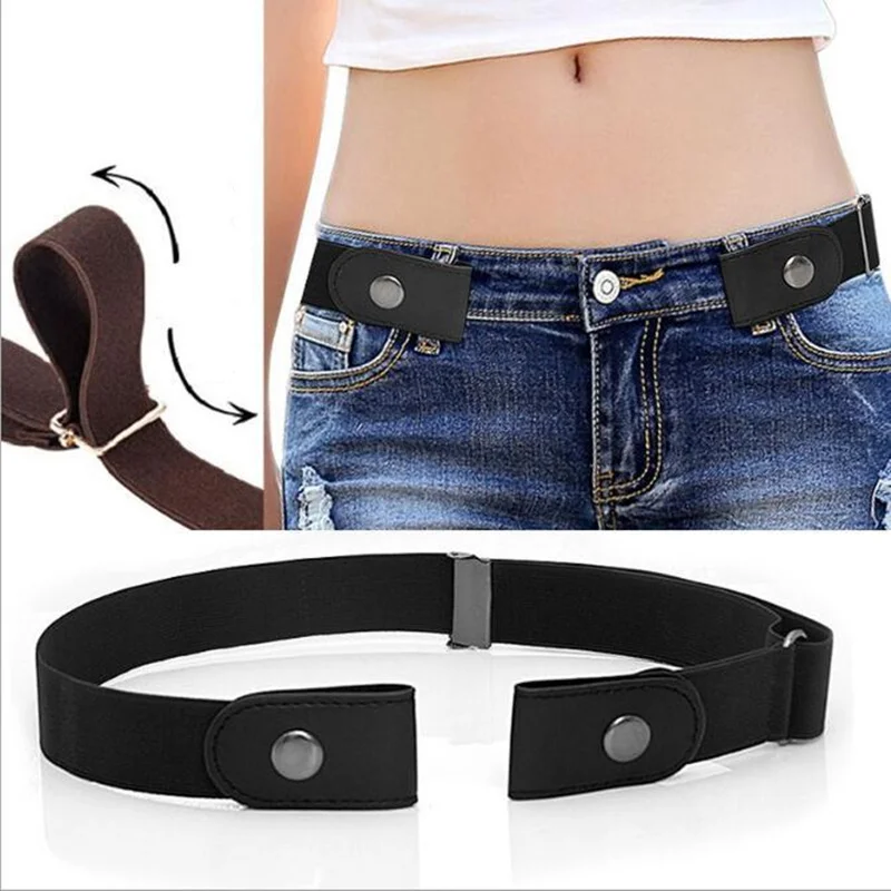 

Buckle-Free Belt Stretch Elastic Waistband For Jeans Pants No Buckle Comfortable Waist Belt For Women Men Invisible