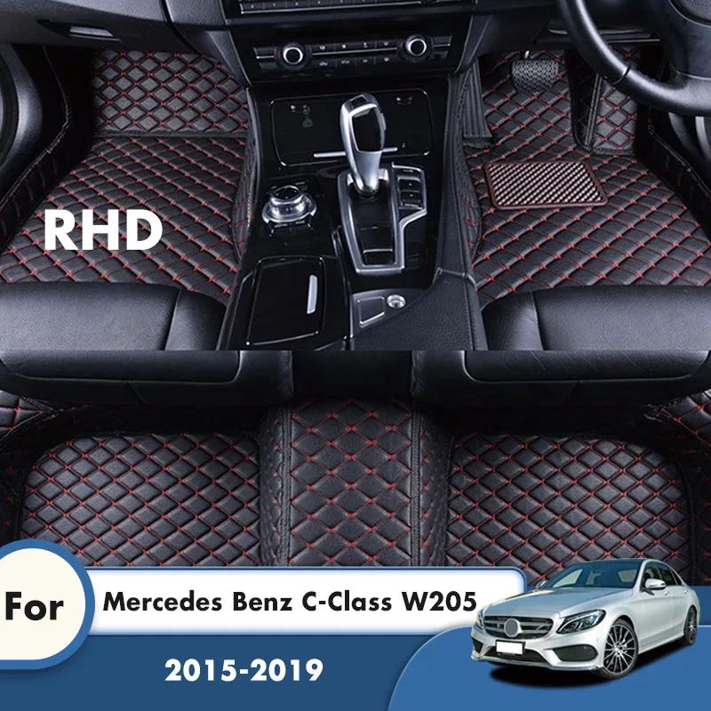 RHD Leather Carpets For Mercedes Benz C-Class W205 2019 2018 2017 2016 2015 Car Floor Mats Foot Pads Custom Accessories Interior