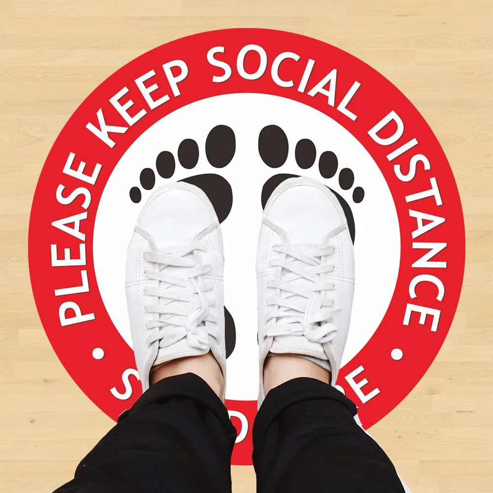 Социальная дистанция пол наклейки Non Slip Водонепроницаемый самоклеящиеся