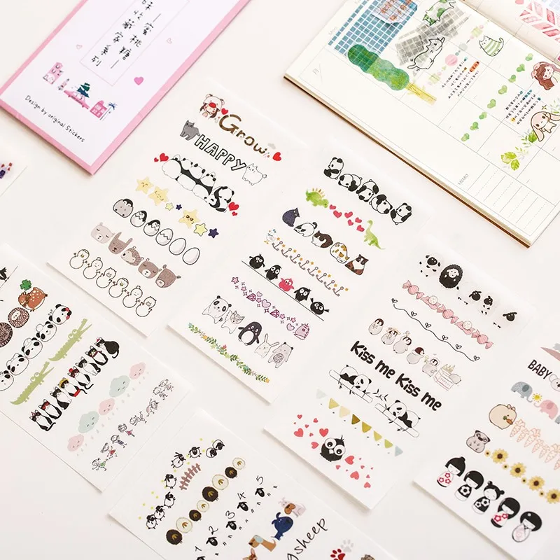 AngelHere Store 6 шт./партия милые наклейки Kawaii Наклейки с изображениями животных