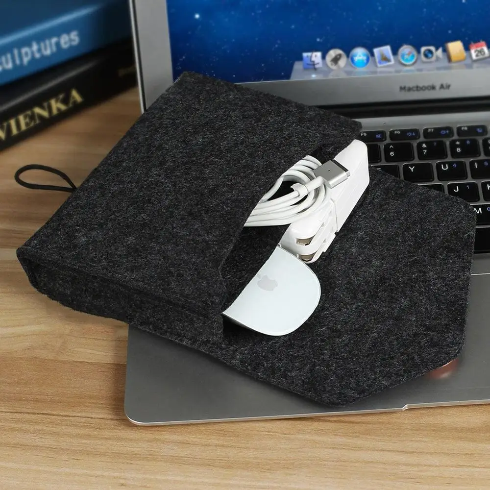 Дорожный органайзер для USB кабеля двухслойная Удобная однотонная Сумочка