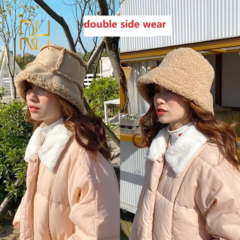 Весенняя плюшевая шерстяная шляпа из овечьей шерсти Женская бархатная