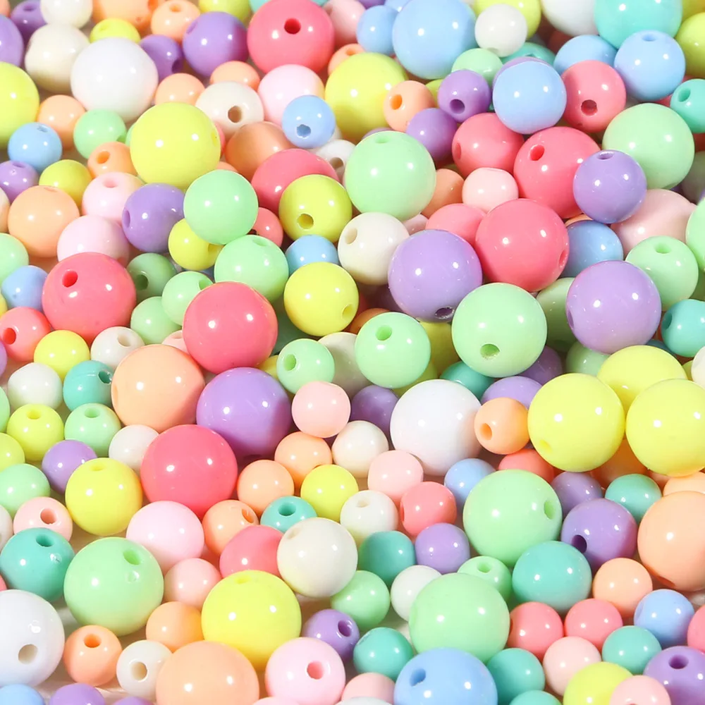 Акриловые бусины 4 12 мм разные яркие цвета женский браслет|round plastic beads|beads for jewelry