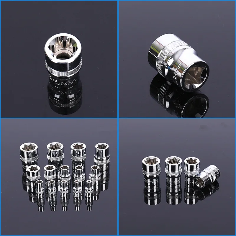 

14pcs/set E Plum Blossom Star Female Drill Bit Socket Set 1/2" 3/8" 1/4" Driver E4-E24 Repair Tool Hand Tool Set High Quality