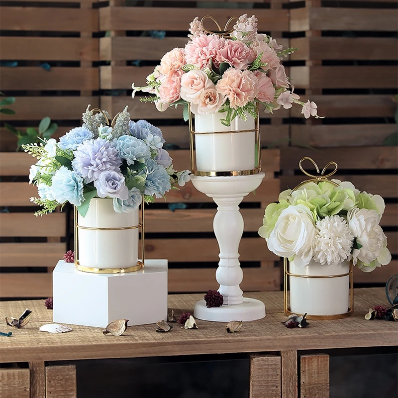 Европейский стиль искусственный набор горшков для цветов ваза сервировки стола
