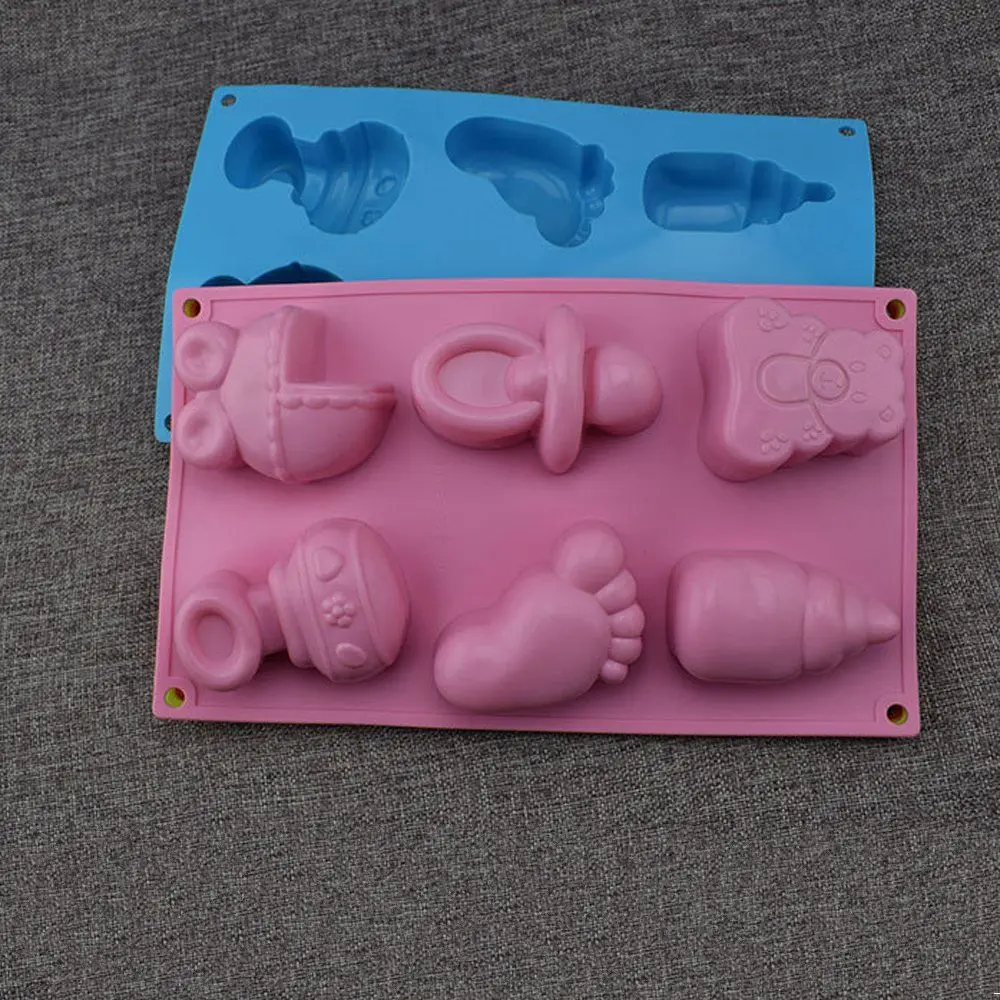 

Cute 6 Cavity Silicone Mold Footprint Bear Shape Not-stick Non-toxic Soap Mould Baking Tools Baby Shower Party Supplies