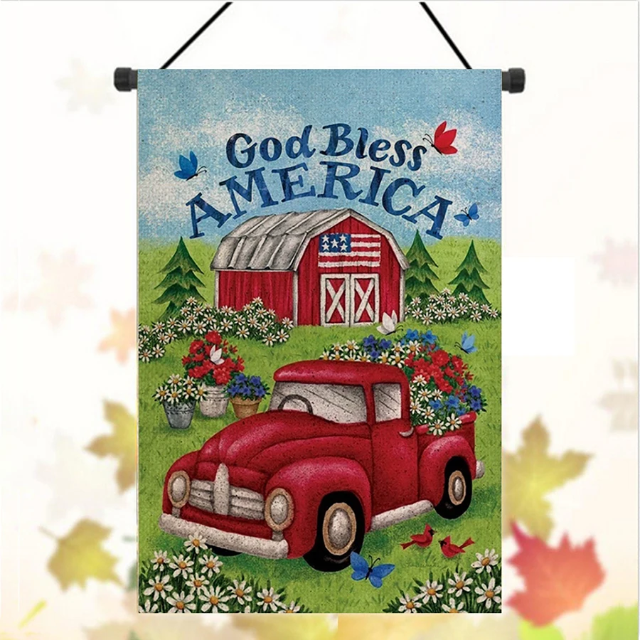 Классический Звездный животный цифровой принт Лен флаг Американский July 4th