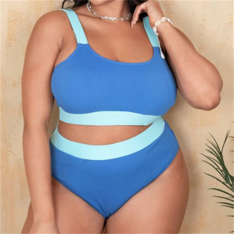 Новинка Однотонная синяя пляжная одежда женский купальник с квадратным вырезом