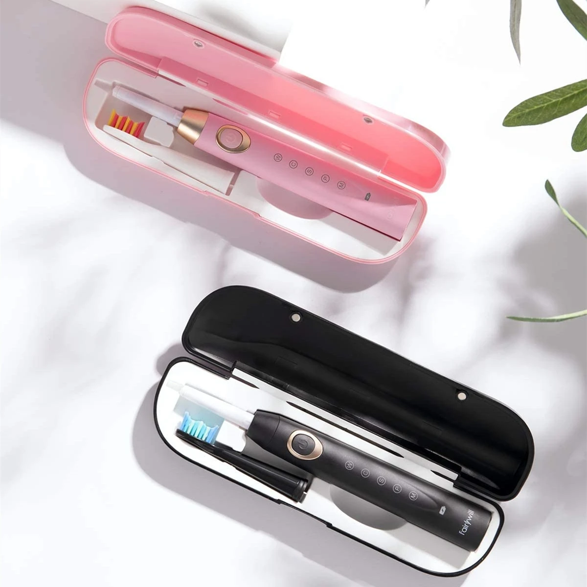 

Fairywill Sonic Electric Toothbrush FW508 Black Pink Combination Fast Charge Toothbrushes With Portable Travel Case