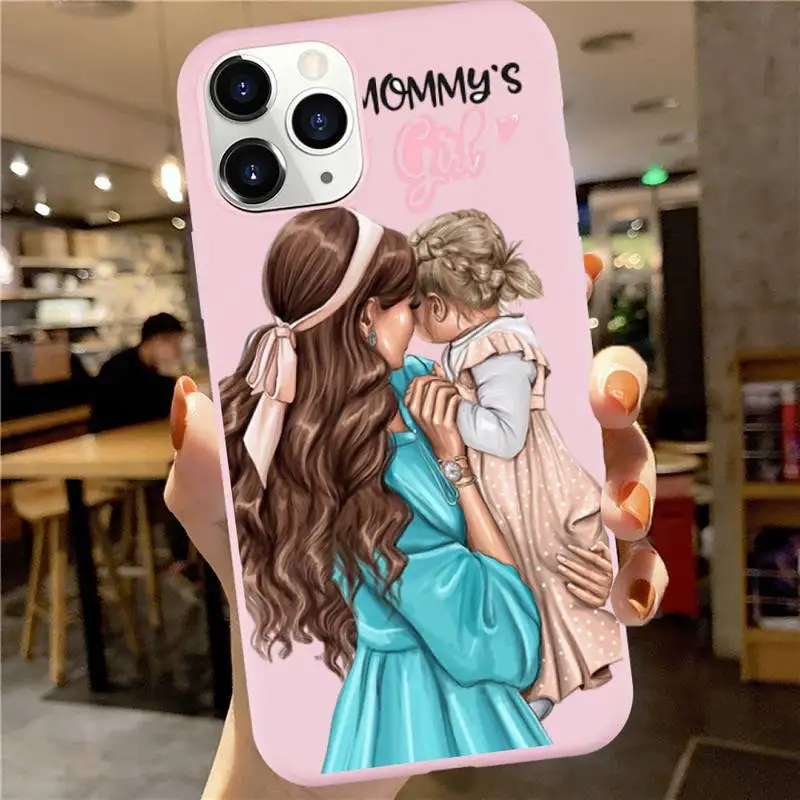 

Baby Mama Super Mom Girl Phone Case Pink Candy Color for iPhone 6 7 8 11 12 s mini pro X XS XR MAX Plus
