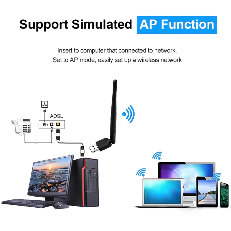 

MT-7601 USB WiFi Adapter Wireless Antenna LAN Adapter Network Card for TV Set Top Box USB Wi-Fi Adpater