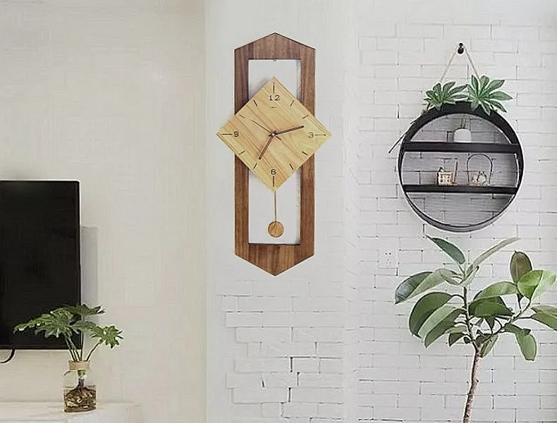 Деревянные маятниковые настенные часы Тихая гостиная винтажные креативные с