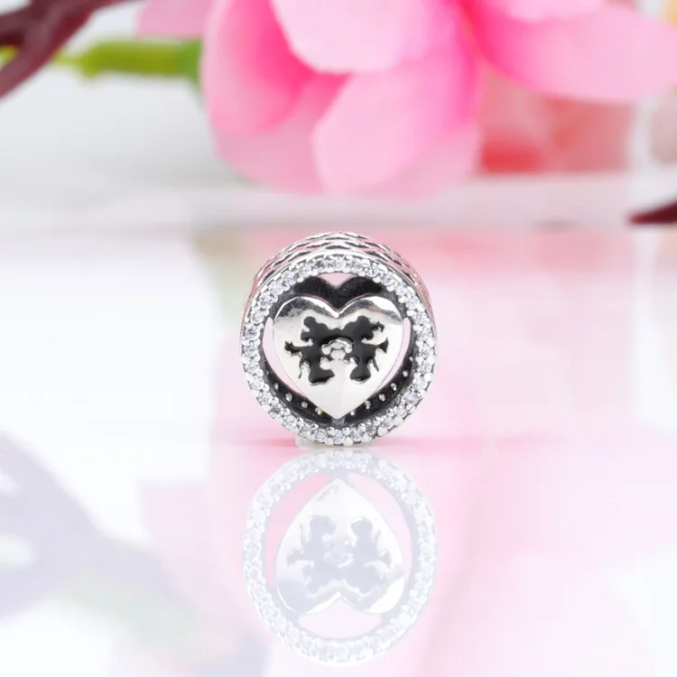 

Amas S925 Sterling Silver Mickey Minnie Zircon Hollow Beads Fit Original Bracelet Women Jewelry Diy Gift