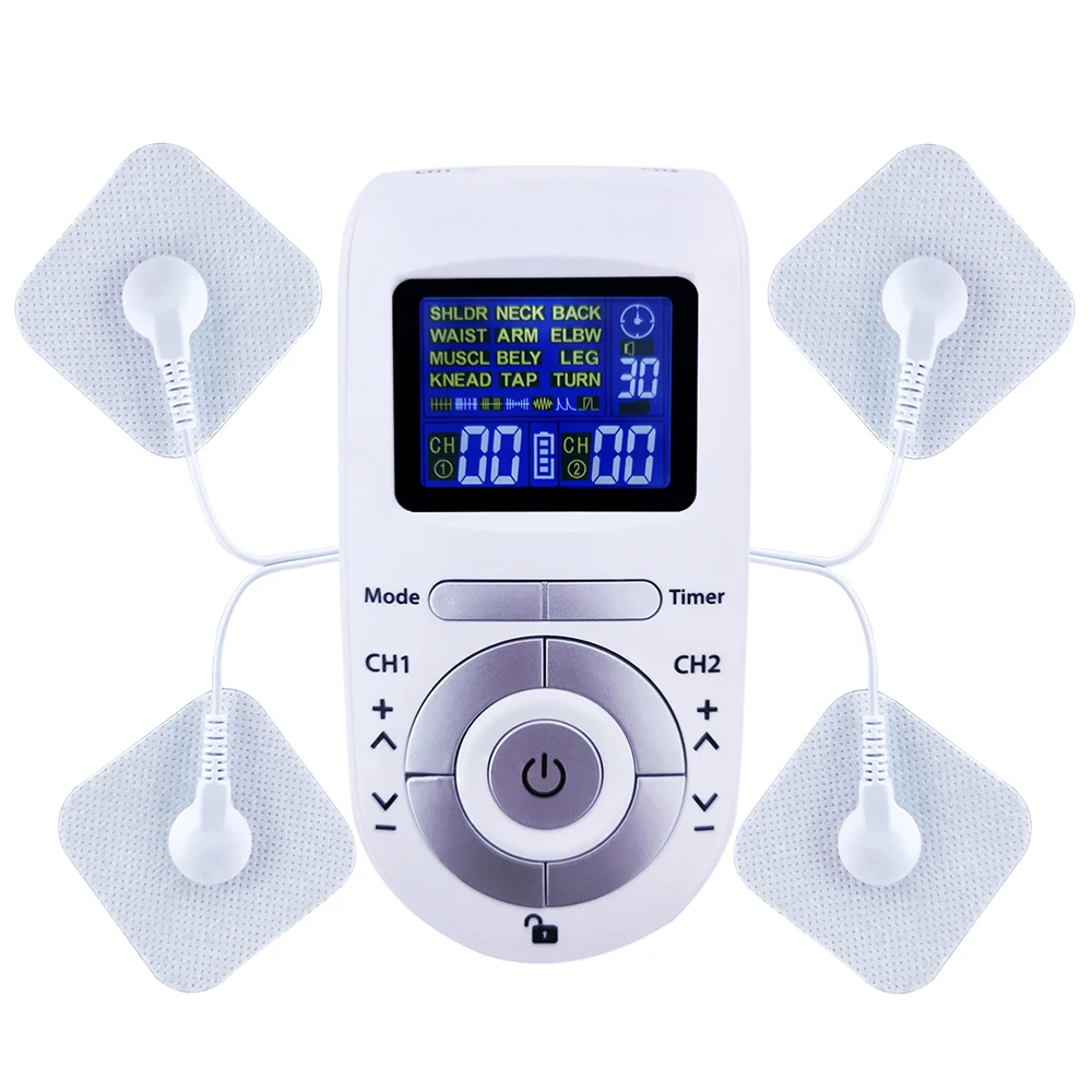 3. Electroestimulador Tens para aliviar el dolor, máquina masajeadora de pulso EMS de 12 modos, 4 almohadillas de electrodos