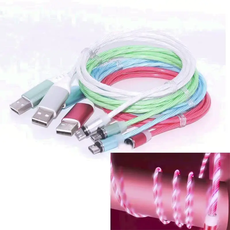 100 шт./лот светящийся USB кабель для iPhone XR X 7 8 Micro Type C|Зарядные устройства телефонов|