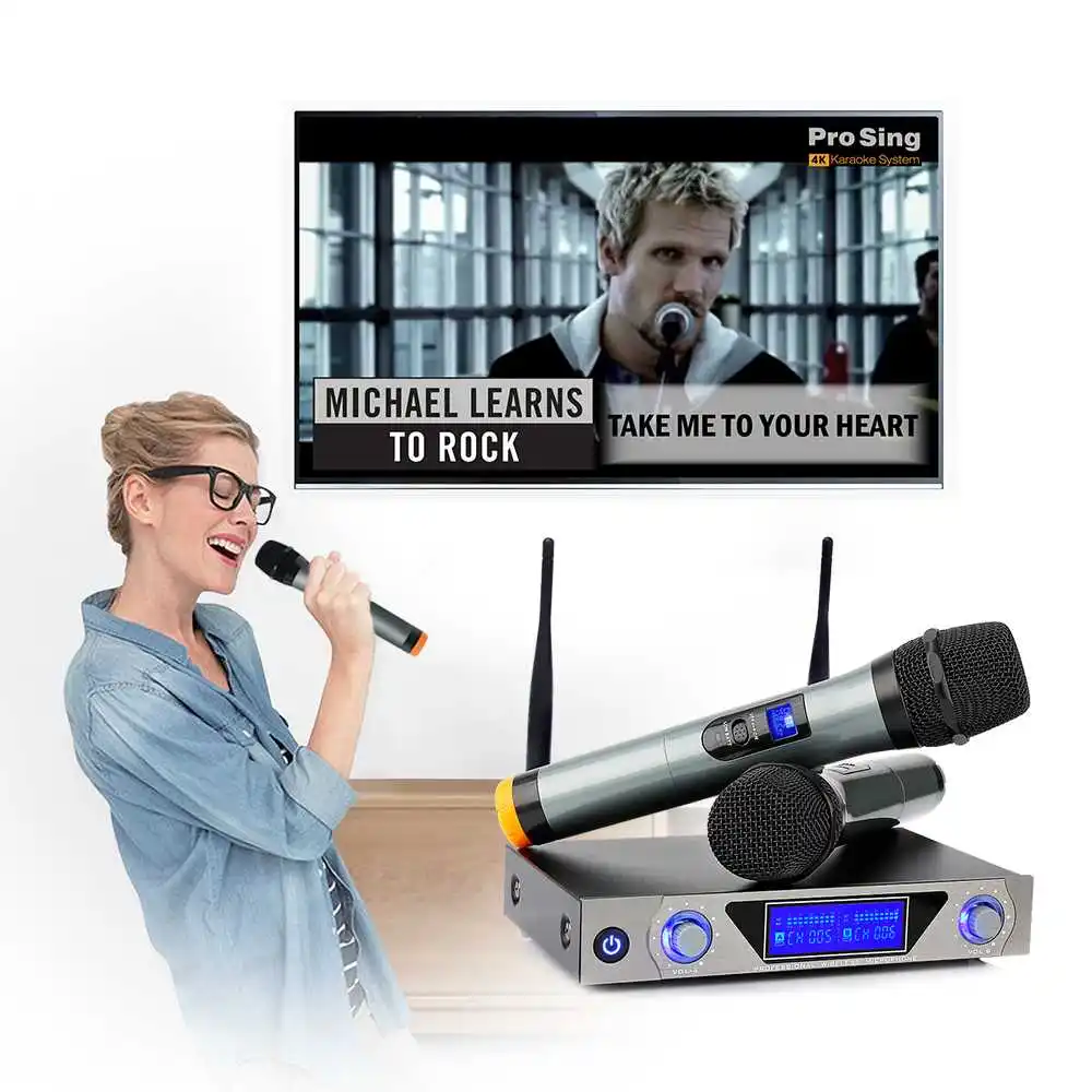 

ARCHEER Bluetooth микрофон Беспроводной Системы УКВ двойного Каналы ручной Micorphone Системы s Портативный пение караоке микшер
