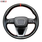 DIY черное углеродное волокно из мягкой натуральной кожи чехол рулевого колеса автомобиля для Audi A4 Allroad 2017-2018  Q3 2019  Q5 2018-2019