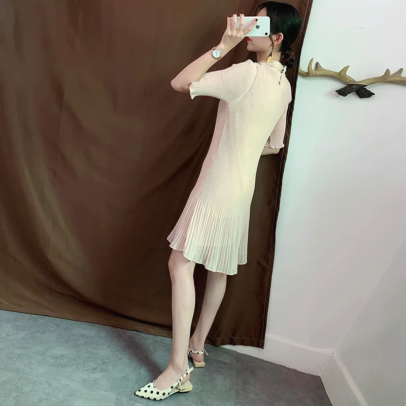 

Fashion Tide Summer New Fashion Temperament Women Loose Casual Sweet Bow Collar Chiffon Short Dress TC193