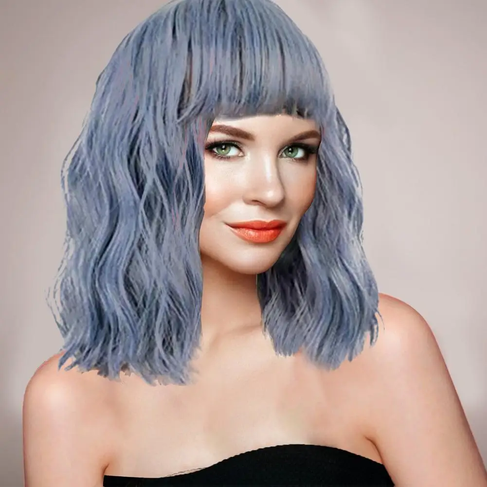 Энергичный короткий золотой парик вьющиеся волнистые с челкой женские розовые