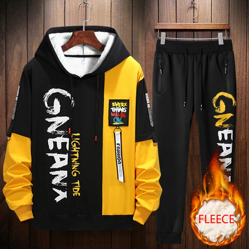 

Autumn Men Set Tracksuit Mens Hoodies Sweatshirts Sweatpants Track Suit Streetwear Hip Hop Casual Sports Suit Conjunto Masculino