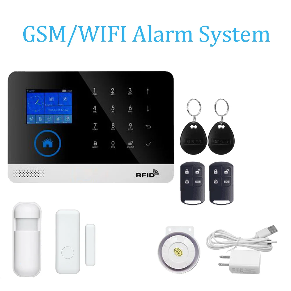BONLOR EN RU ES PL DE Switchable Wireless Home Security WIFI GSM GPRS Alarm system APP Remote Control RFID card Arm Disarm